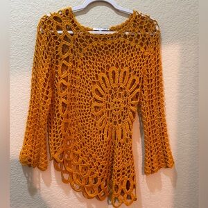 Super cute crochet mustard, yellow sweater size S